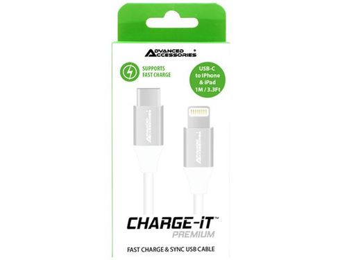 Advanced Accessories Charge It Premium USB C To Lightning Cable 1M- White