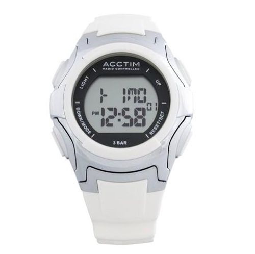 Acctim 'Colara' Ladies Radio Controlled Digital Sports White Rubber Strap Watch 60302